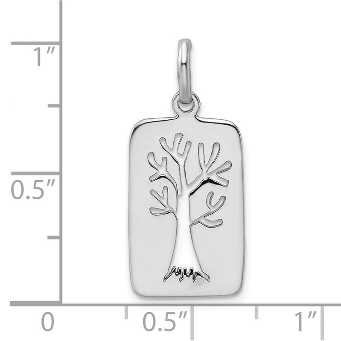 Million Charms 925 Sterling Silver Rhodium-Plated Polished Tree Cut-Out Charm