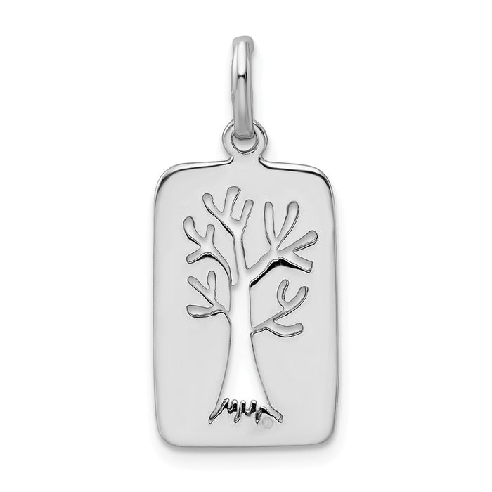 Million Charms 925 Sterling Silver Rhodium-Plated Polished Tree Cut-Out Charm