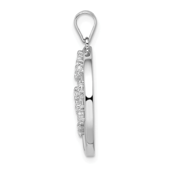 Million Charms 925 Sterling Silver Rhodium-Plated Created White Sapphire Tree Of Life Pendant