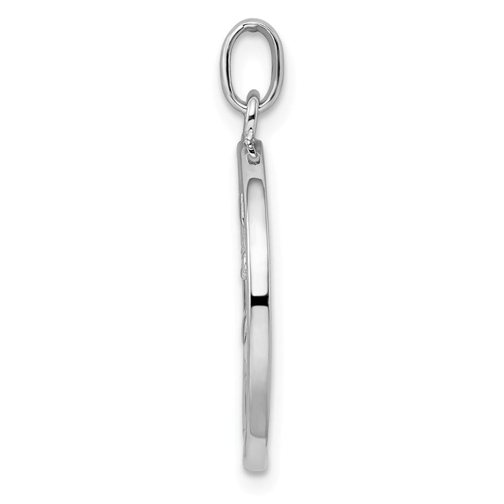 Million Charms 925 Sterling Silver Rhodium-Plated Polished Bird, Flowers Pendant