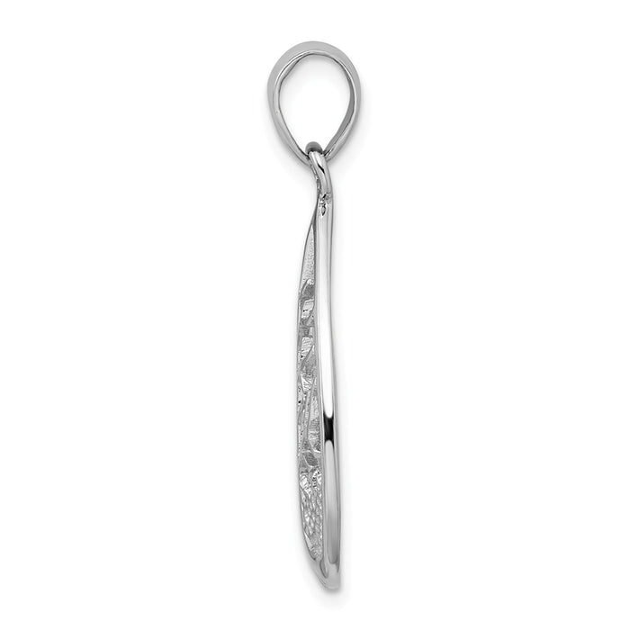 Million Charms 925 Sterling Silver Rhodium-Plated Polished Tree Teardrop Pendant