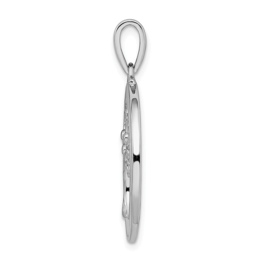Million Charms 925 Sterling Silver Rhodium-Plated White Mop Tree Of Life Pendant