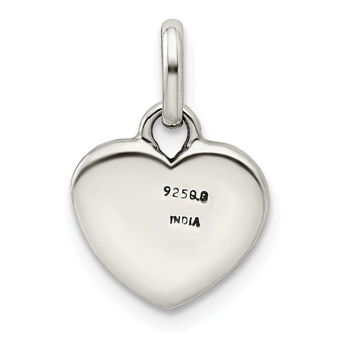 Million Charms 925 Sterling Silver Antiqued, Polished Hope Heart Charm