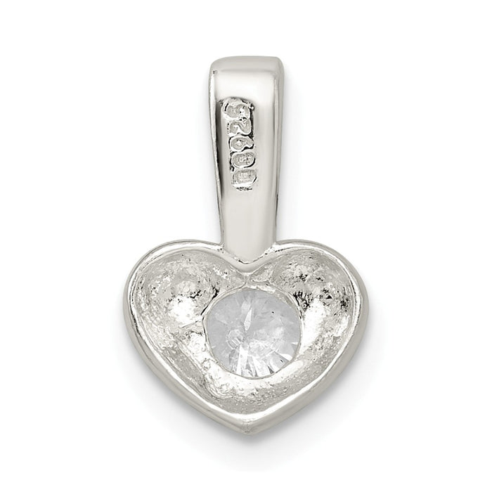 Million Charms 925 Sterling Silver Polished With (Cubic Zirconia) CZ Heart Pendant