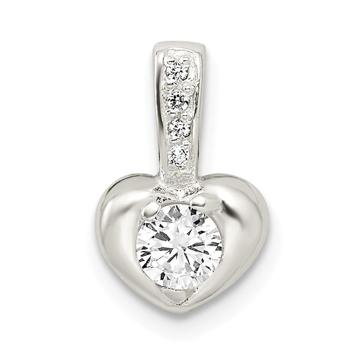 Million Charms 925 Sterling Silver Polished With (Cubic Zirconia) CZ Heart Pendant