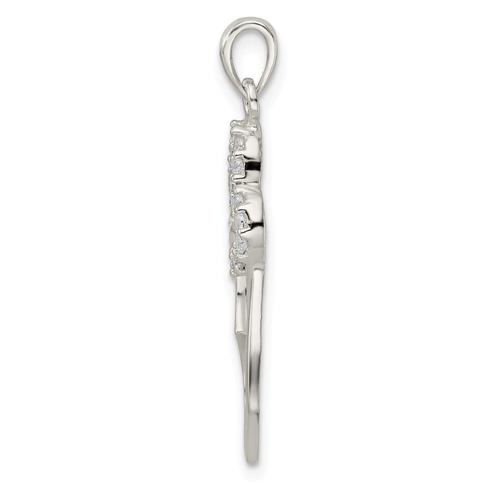 Million Charms 925 Sterling Silver Polished (Cubic Zirconia) CZ Double Heart Pendant