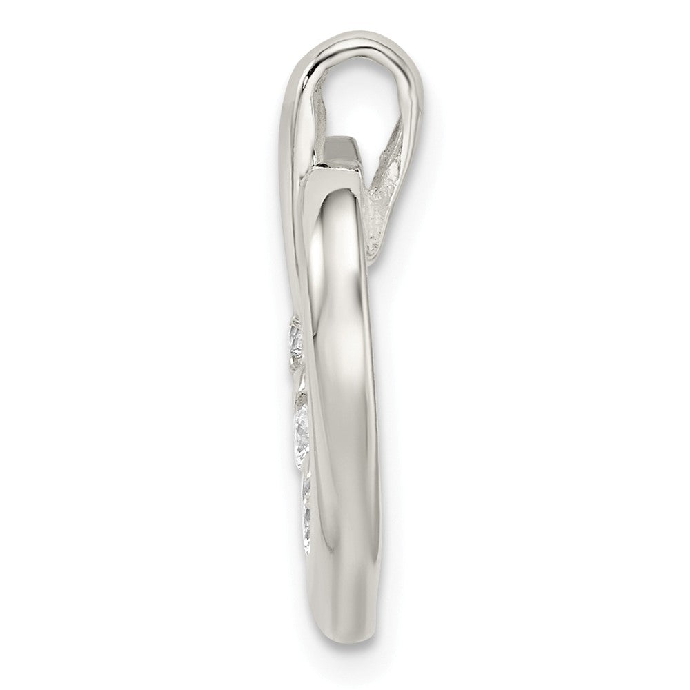 Million Charms 925 Sterling Silver Polished With (Cubic Zirconia) CZ Heart Slide