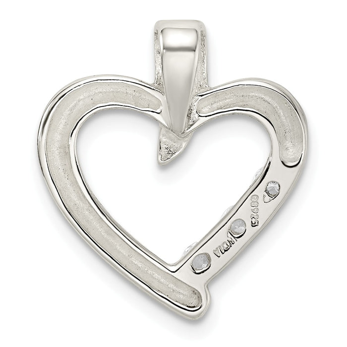 Million Charms 925 Sterling Silver Polished With (Cubic Zirconia) CZ Heart Slide