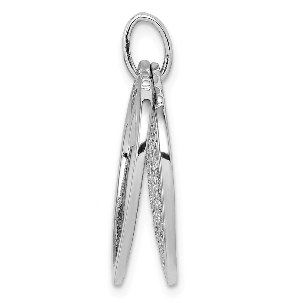 Million Charms 925 Sterling Silver Rhodium-Plated (Cubic Zirconia) CZ Two Piece Heart Pendant