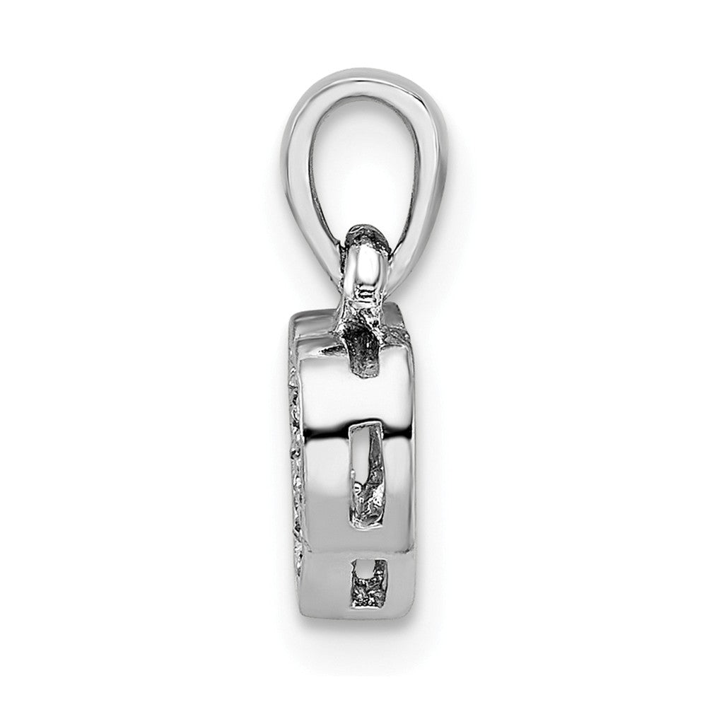 Million Charms 925 Sterling Silver Rhodium-Plated (Cubic Zirconia) CZ Polished Heart Pendant