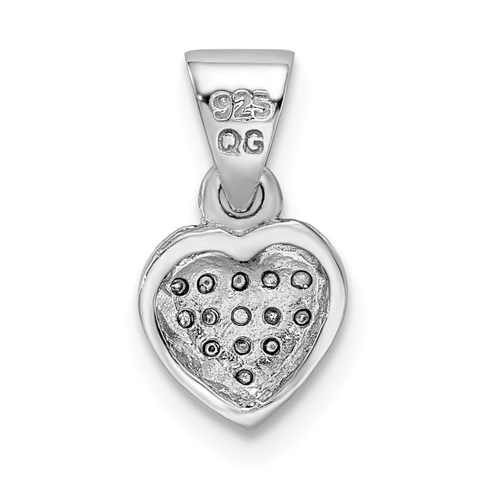 Million Charms 925 Sterling Silver Rhodium-Plated (Cubic Zirconia) CZ Polished Heart Pendant