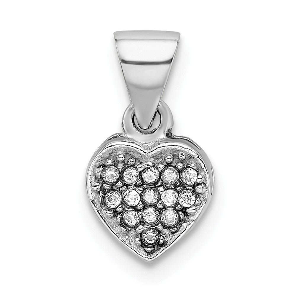 Million Charms 925 Sterling Silver Rhodium-Plated (Cubic Zirconia) CZ Polished Heart Pendant