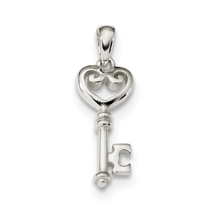Million Charms 925 Sterling Silver Polished Small Heart Key Pendant