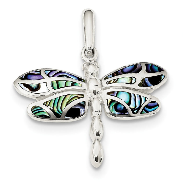 Million Charms 925 Sterling Silver Abalone Dragonfly Pendant