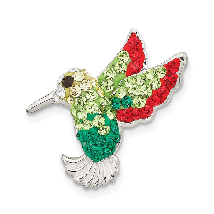 925 Sterling Silver Multi-colored Preciosa Crystal Hummingbird Pin
