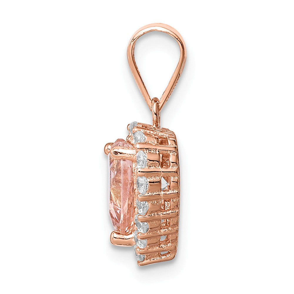 Million Charms 925 Sterling Silver Rose-Plated Crystal Heart Pendant