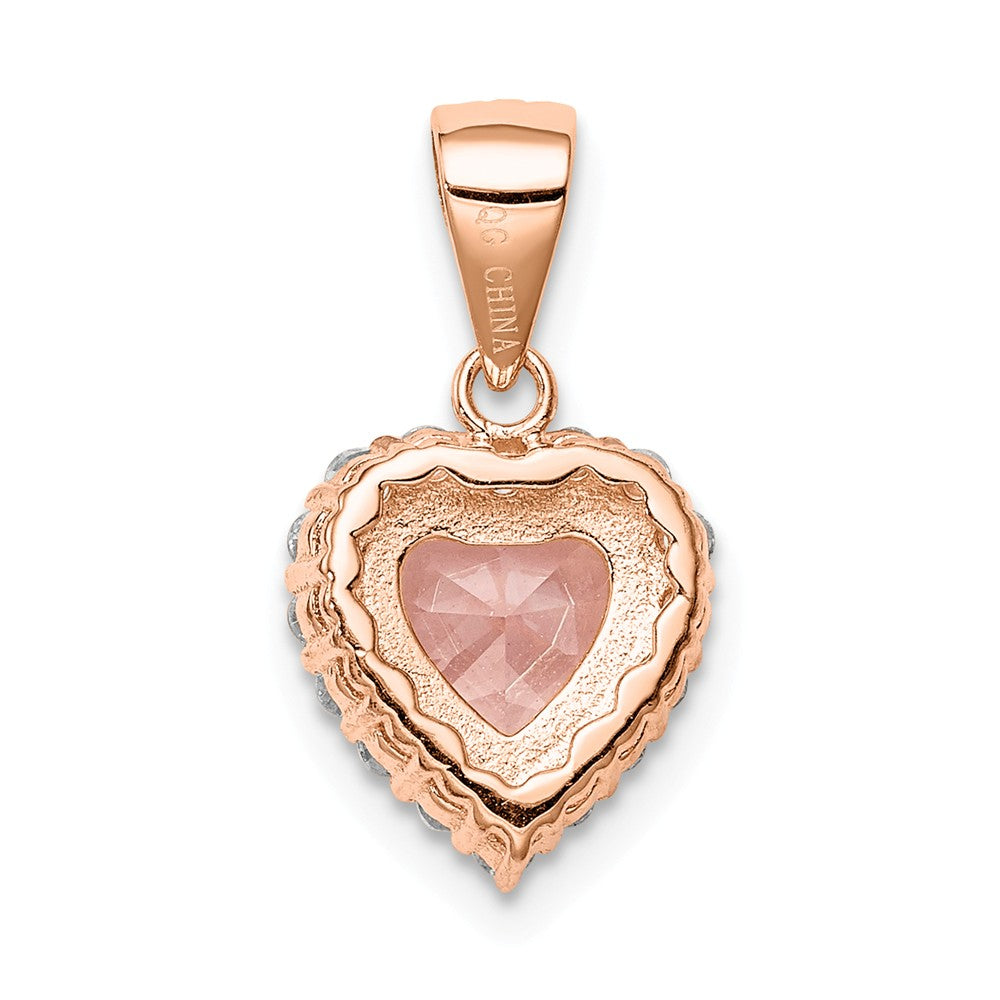 Million Charms 925 Sterling Silver Rose-Plated Crystal Heart Pendant