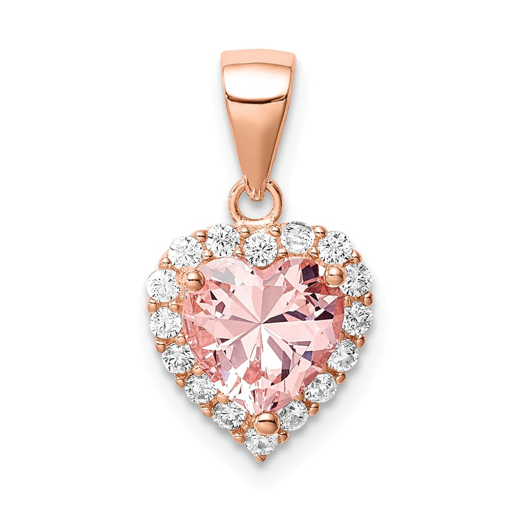 Million Charms 925 Sterling Silver Rose-Plated Crystal Heart Pendant