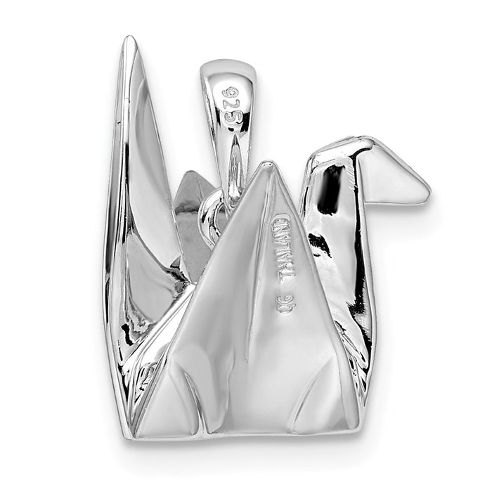 Million Charms 925 Sterling Silver Rhodium-Plated Origami Crane Pendant