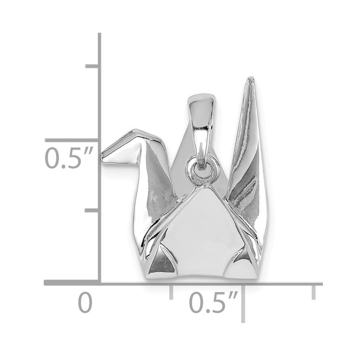 Million Charms 925 Sterling Silver Rhodium-Plated Origami Crane Pendant