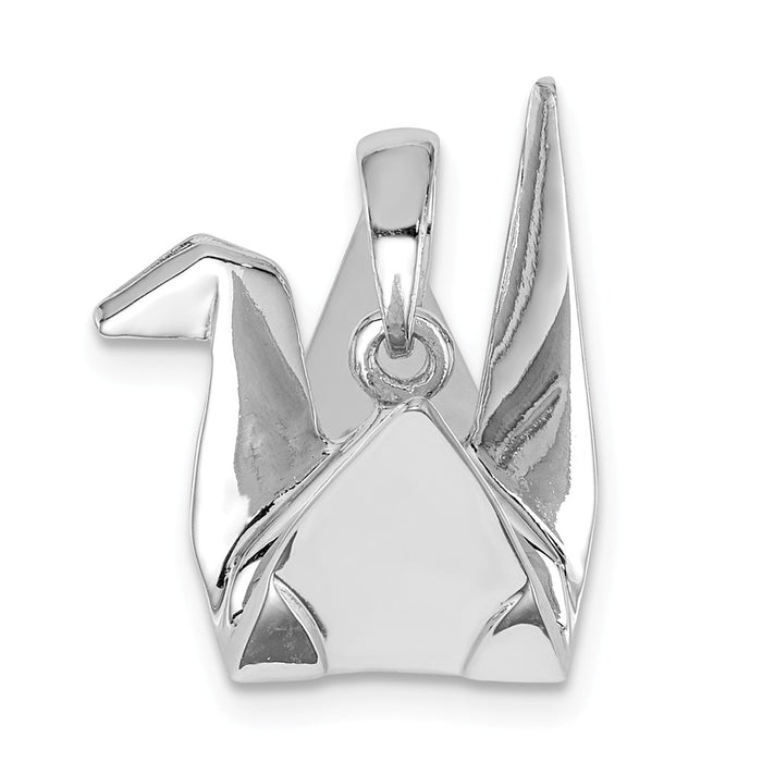 Million Charms 925 Sterling Silver Rhodium-Plated Origami Crane Pendant