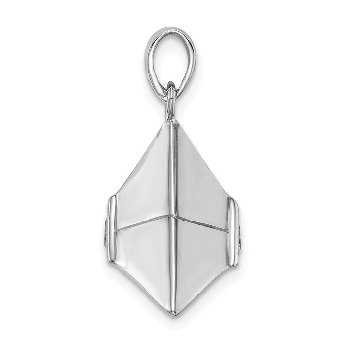 Million Charms 925 Sterling Silver Rhodium-Plated Triangular Origami (Cubic Zirconia) CZ Pendant