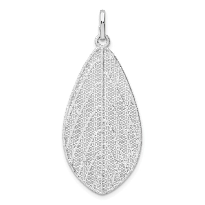 Million Charms 925 Sterling Silver Rhodium-Plated Polished Leaf Pendant