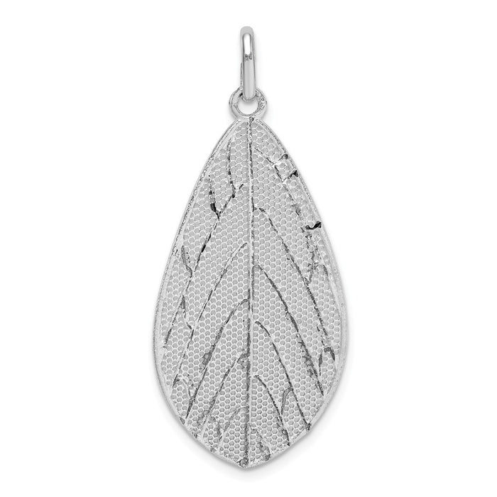 Million Charms 925 Sterling Silver Rhodium-Plated Polished Leaf Pendant