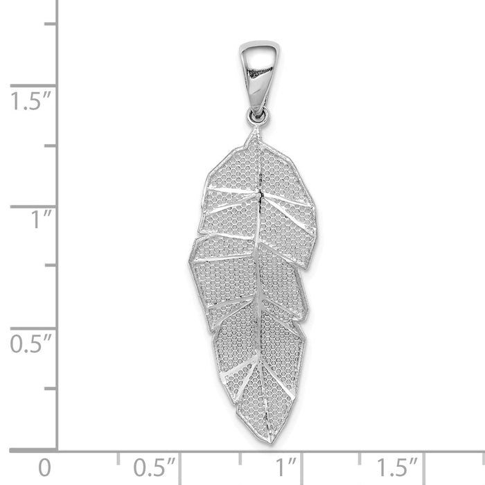 Million Charms 925 Sterling Silver Rhodium-Plated Polished Leaf Pendant