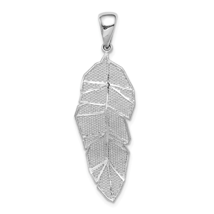 Million Charms 925 Sterling Silver Rhodium-Plated Polished Leaf Pendant