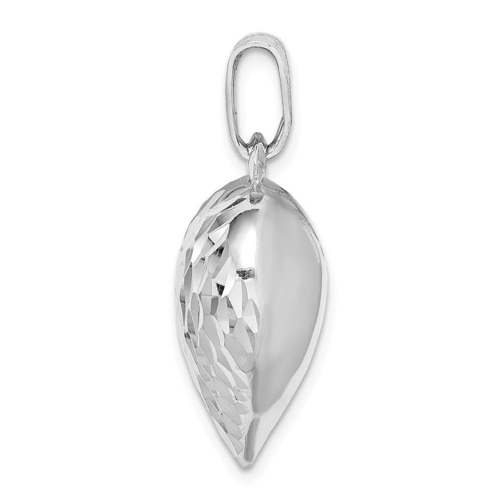 Million Charms 925 Sterling Silver Rhodium-Plated Polished & Diamond-Cut Heart Pendant