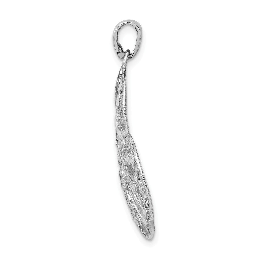 Million Charms 925 Sterling Silver Rhodium-Plated Brushed & Polished Diamond-Cut Heart Pendant