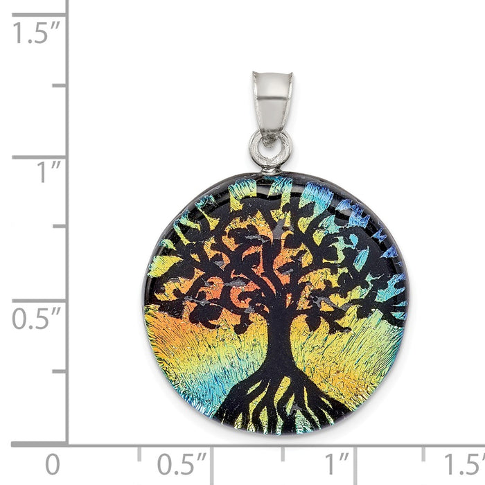 Million Charms 925 Sterling Silver Iridescent Glass Tree Pendant