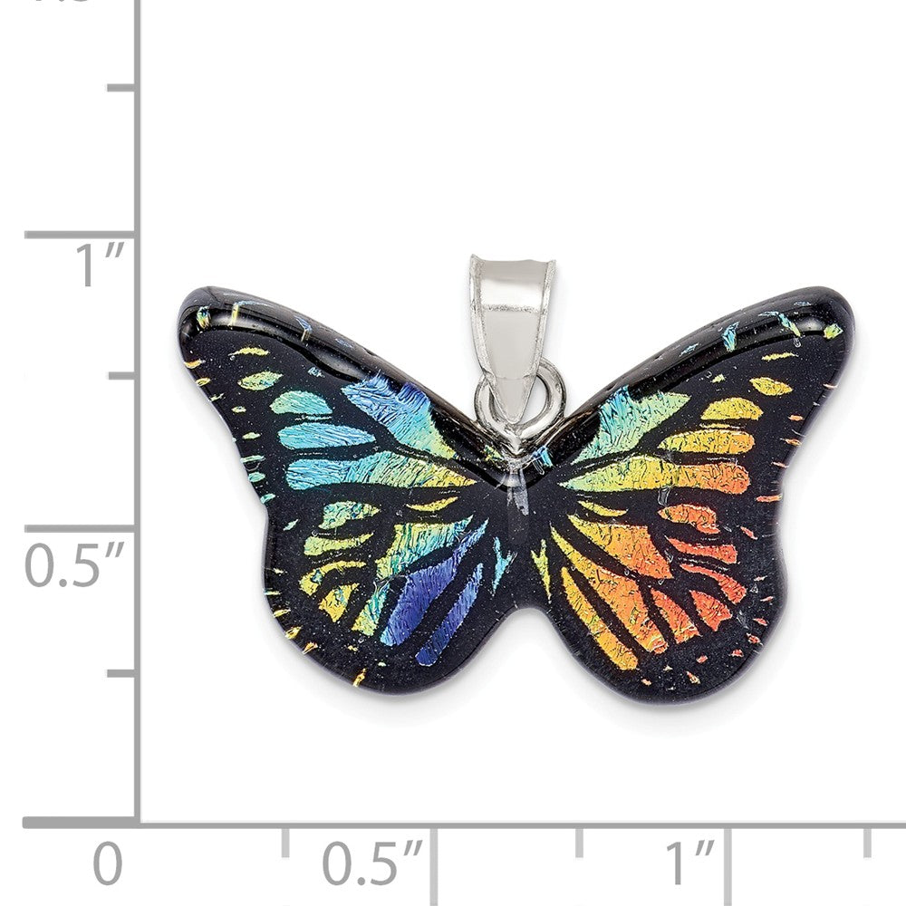 Million Charms 925 Sterling Silver Iridescent Butterfly Tree Pendant