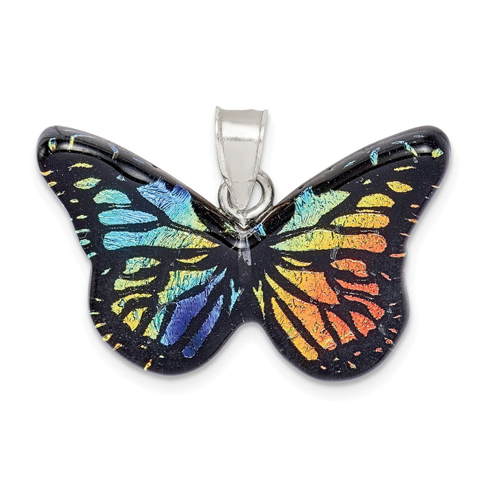 Million Charms 925 Sterling Silver Iridescent Butterfly Tree Pendant