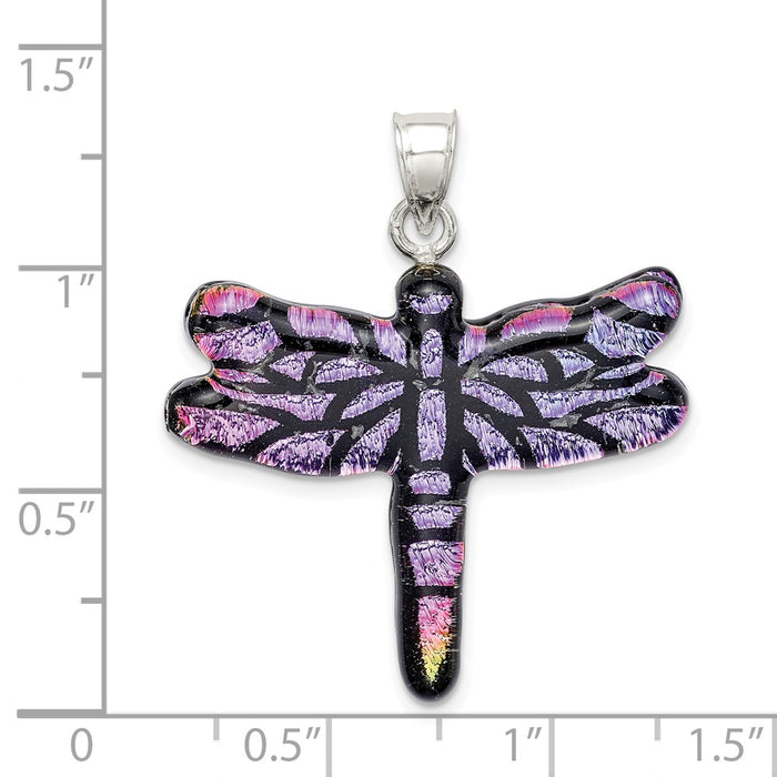Million Charms 925 Sterling Silver Iridescent Dragonfly Tree Pendant