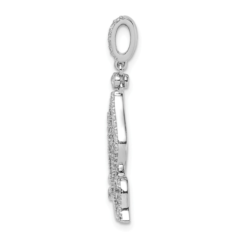 Million Charms 925 Sterling Silver Rhodium-Plated Enameled Butterfly Swarovski Crystal Pendant