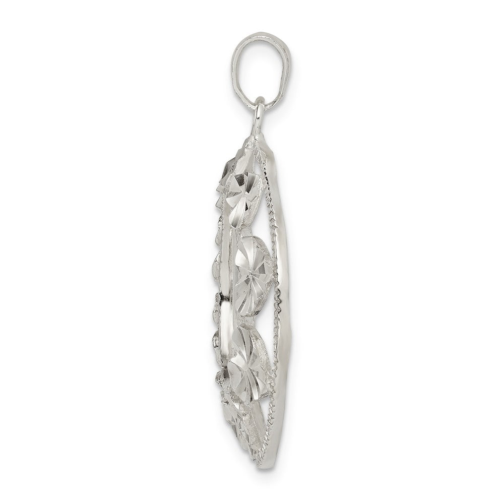 Million Charms 925 Sterling Silver Diamond-Cut Heart Pendant