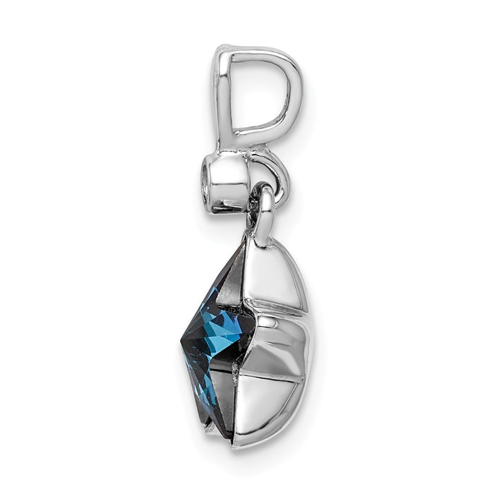 Million Charms 925 Sterling Silver Rhodium-Plated Clear & Blue Crystal Star Pendant