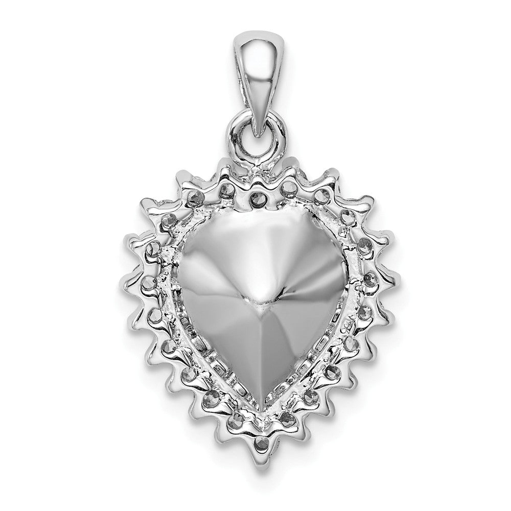 Million Charms 925 Sterling Silver Rhodium-Plated Clear & Blue Crystal Heart Pendant