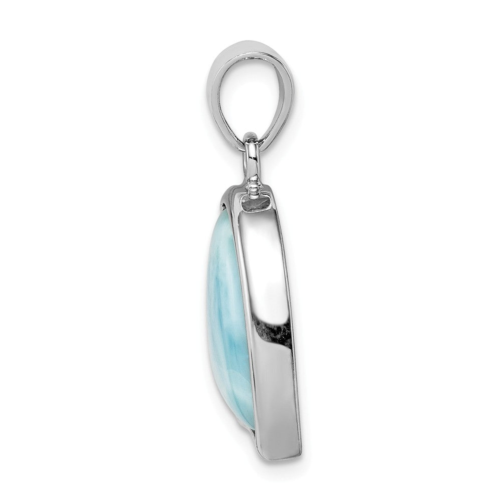 Million Charms 925 Sterling Silver Rhodium-Plated Larimar Heart Pendant