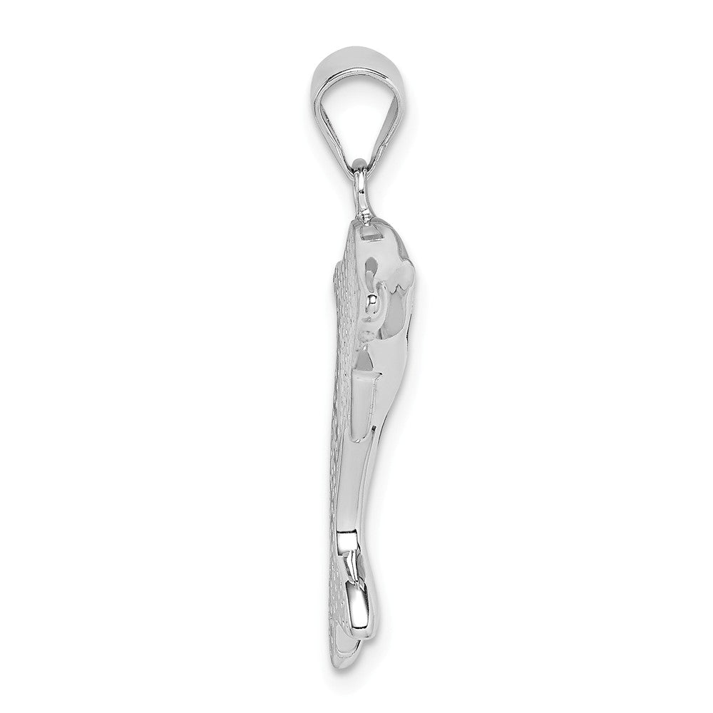 Million Charms 925 Sterling Silver Rhodium-Plated Created Blue Opal Dolphin Pendant