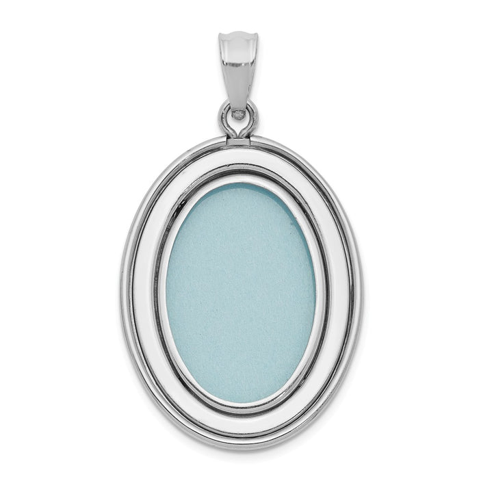 Million Charms 925 Sterling Silver Rhodium-Plated Polished Oval Open Pendant
