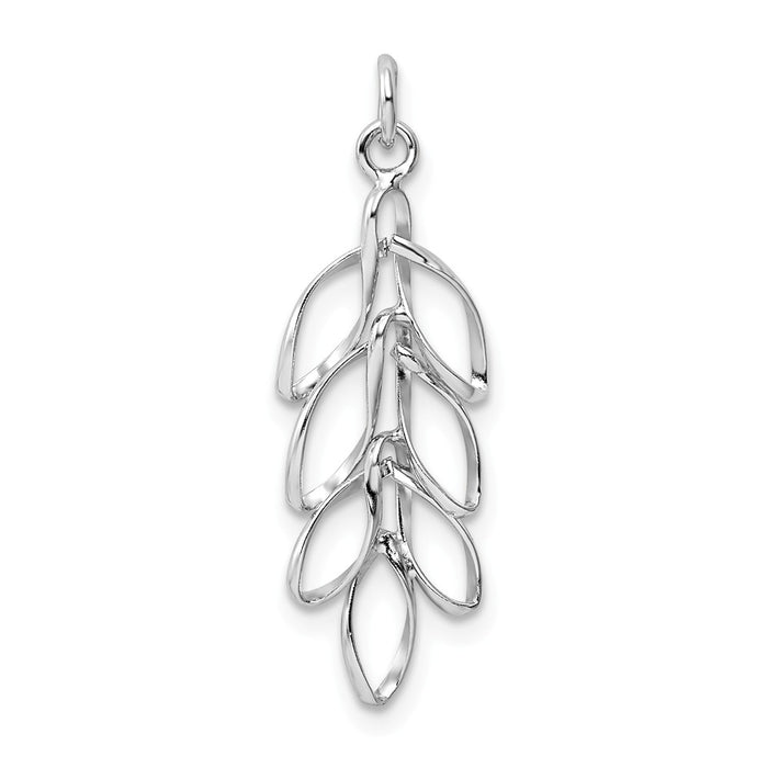 Million Charms 925 Sterling Silver Rhodium-Plated Leaves Pendant