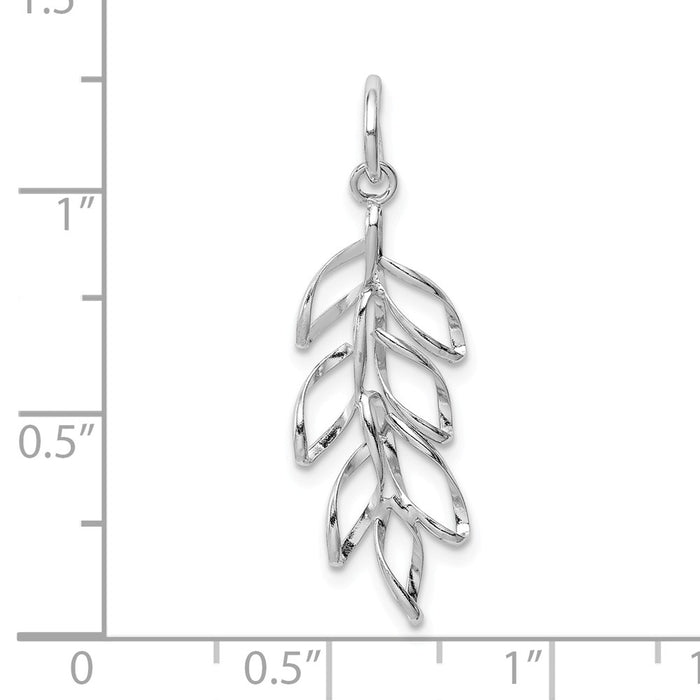 Million Charms 925 Sterling Silver Rhodium-Plated Leaves Pendant