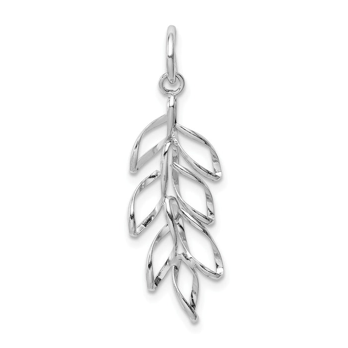 Million Charms 925 Sterling Silver Rhodium-Plated Leaves Pendant