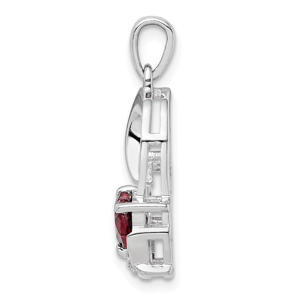Million Charms 925 Sterling Silver Garnet & Diamond Heart Pendant
