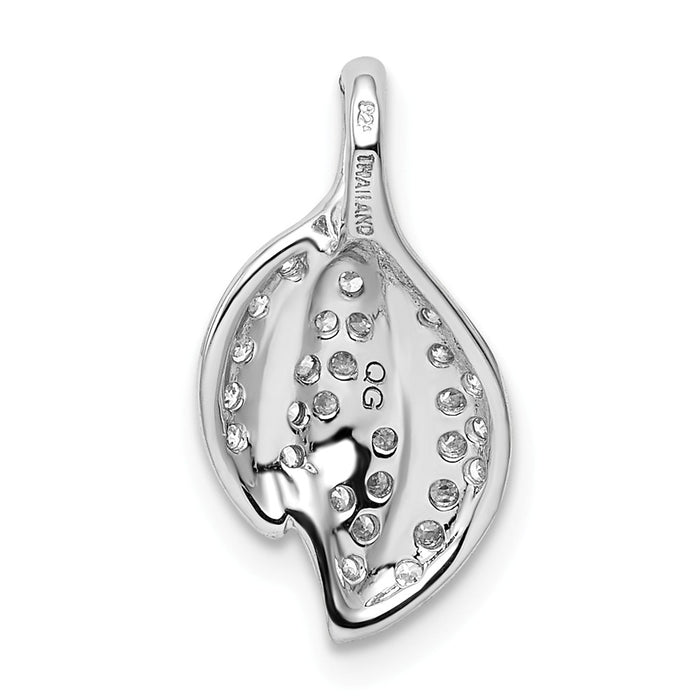 Million Charms 925 Sterling Silver Rhodium-Plated (Cubic Zirconia) CZ Leaf Slide