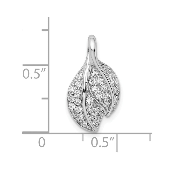 Million Charms 925 Sterling Silver Rhodium-Plated (Cubic Zirconia) CZ Leaf Slide