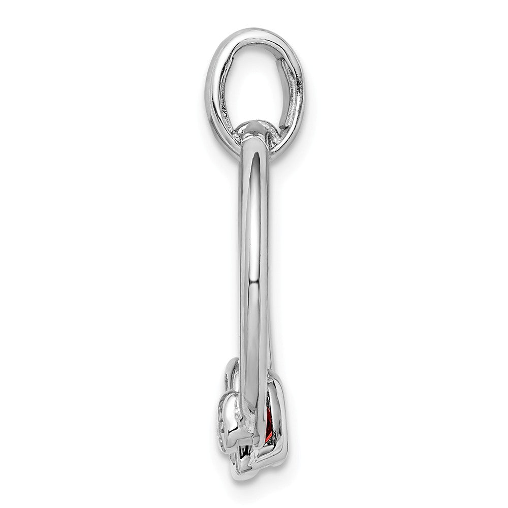 Million Charms 925 Sterling Silver Garnet & Diamond Hearts In Circle Pendant